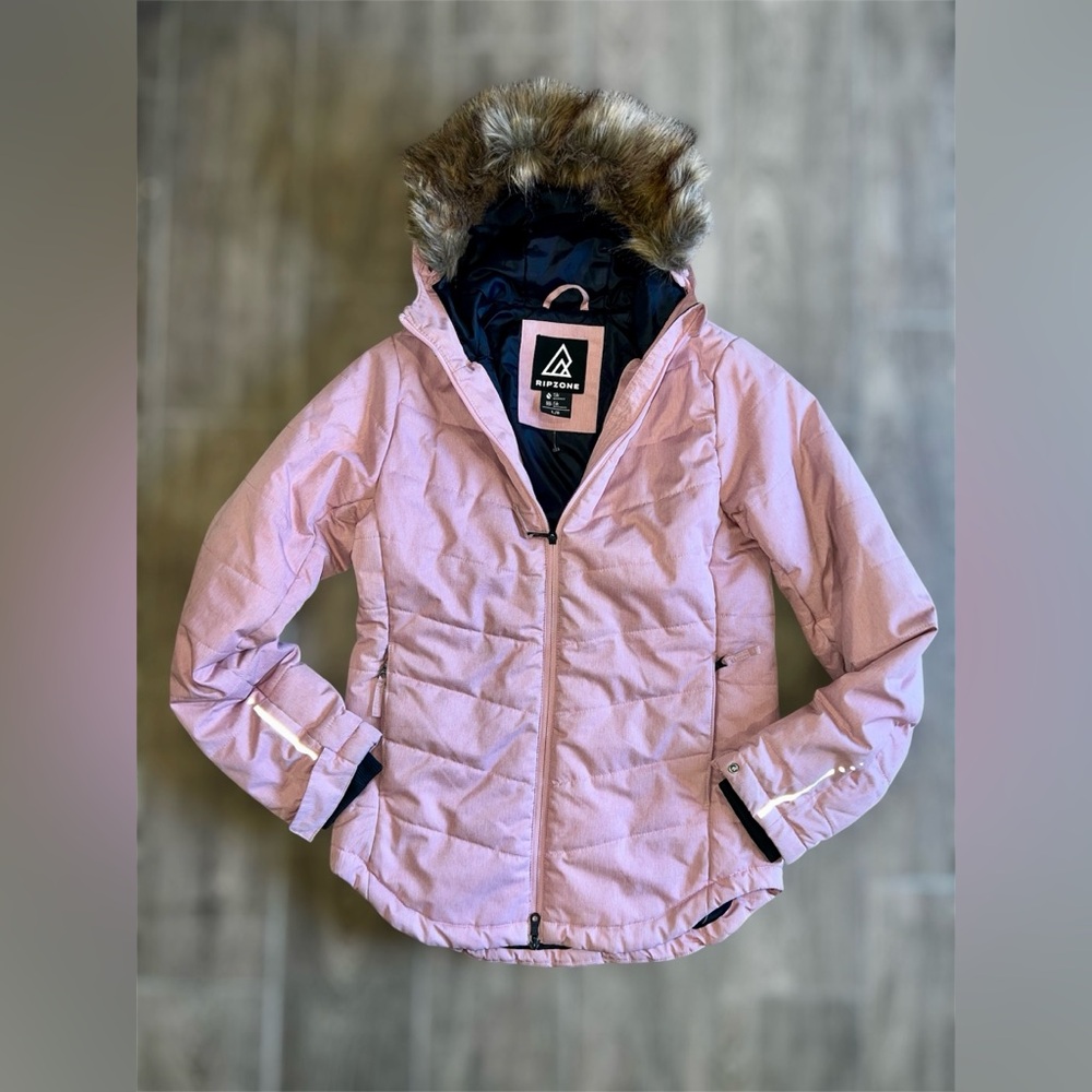 Ripzone 5K Youth Large Winter Jacket Dusty Rose Faux Fur Fits Women SM Medium - Picture 5 of 11